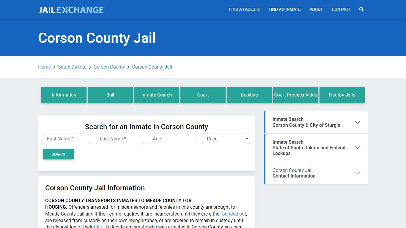 Corson County Jail Roster Lookup, SD, Inmate Search