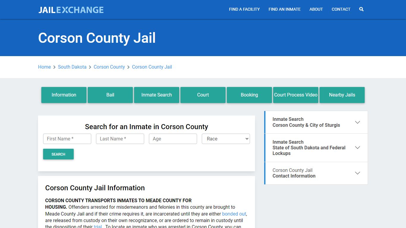 Corson County Jail Roster Lookup, SD, Inmate Search